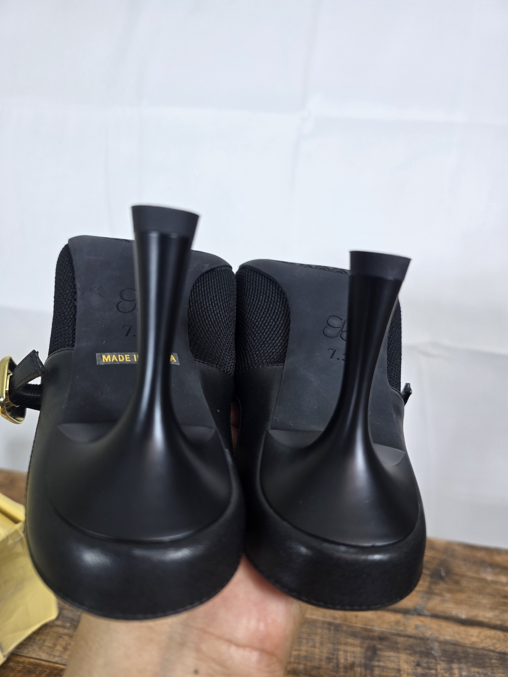 Cosy Island Gracelithe Black Pointed Knit Mules with Gold Buckle Size 7 - Picture 14 of 16